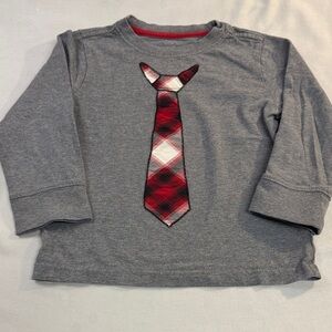 Gymboree - 2T Kids Grey Shirt with Red Plaid Tie Design